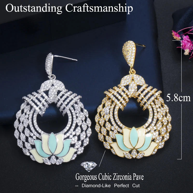 ThreeGrace Luxury Cubic Zirconia White Gold Color Long Dangle Drop Earrings for Women Fashion Daily Party Dress Jewelry ER400