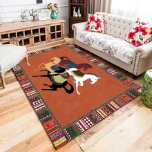 Fashion Ethnic Frame  Carpet Horse 3d Printing Rectangle Room Rug Black Green Orange Living Room Bedroom Bedside Floor Table Mat