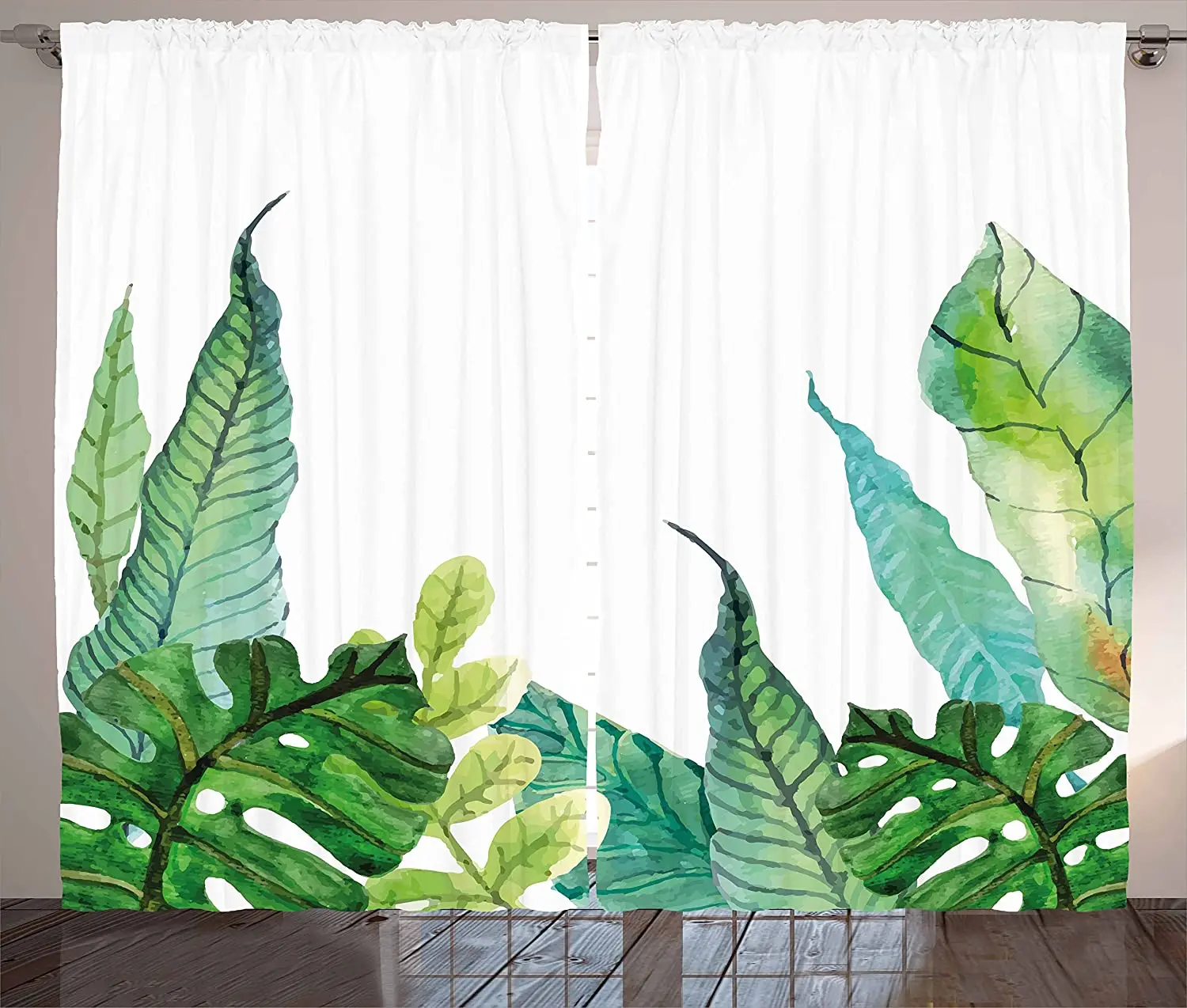 Cortinas Opacas De Hojas Verdes, Plantas Tropicales De Selva, Hojas, Ipresión Artística Para