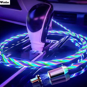 

3 in 1 Light Up LED Magnetic USB Charging Cable For iphone Android Charger Cord USB C Cable Fast Charging Magnetic Cable