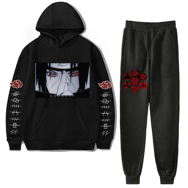 

MEAN NARUTO Anime Women Tracksuit Hoodies Sweatshirt Women's Sets Naruto Akatsuki Cloud Symbols Female Pullover Hoodies Sets