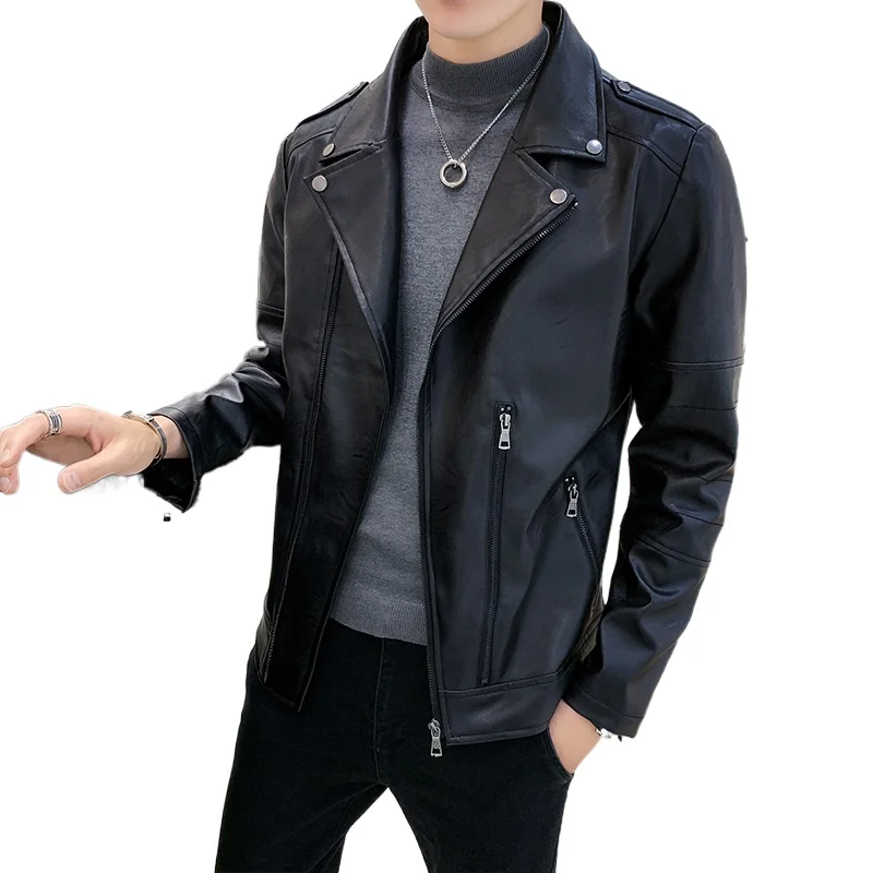 Chaqueta De Cuero para Hombre, De Cuero, color negro, vino tinto