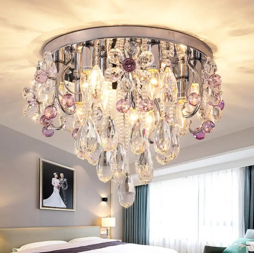 

LED Crystal Round Ceiling Lamp Modern Simple Atmospheric Household Simple European Creative Lamp Dining Room Lamp