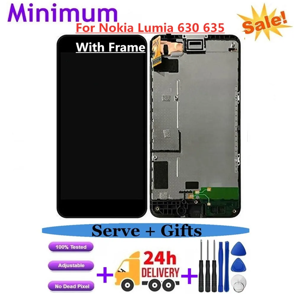 Для Nokia Lumia 630 635 RM-977 RM-978 4," ЖК-дисплей кодирующий преобразователь сенсорного экрана в сборе с рамкой для microsoft 630 lcd s+ подарок