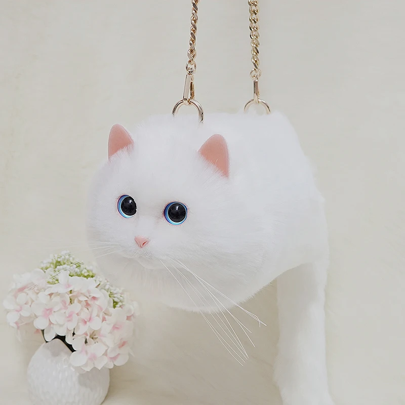

Super hot selling handwork simulation white persian cat bag creative trend handwork handbags shoulder bagfor women gift