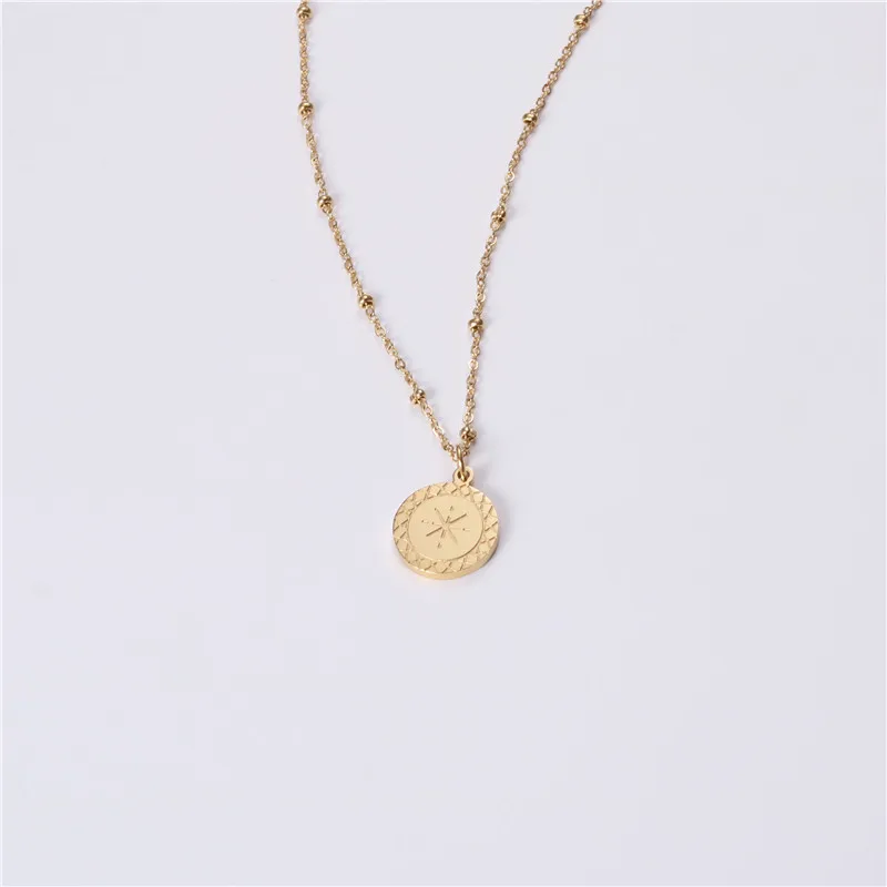 

Geometry Pattern Necklace Women's Simple INS Small Elegant Cool round Plate Non-mainstream Choker