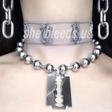 Harajuku, ожерелье из нержавеющей стали для женщин, ювелирное изделие, цепочка из бисера, женский символ, Интернет, для девушек, чокер в стиле панк-рок, Collares Mujer CL53