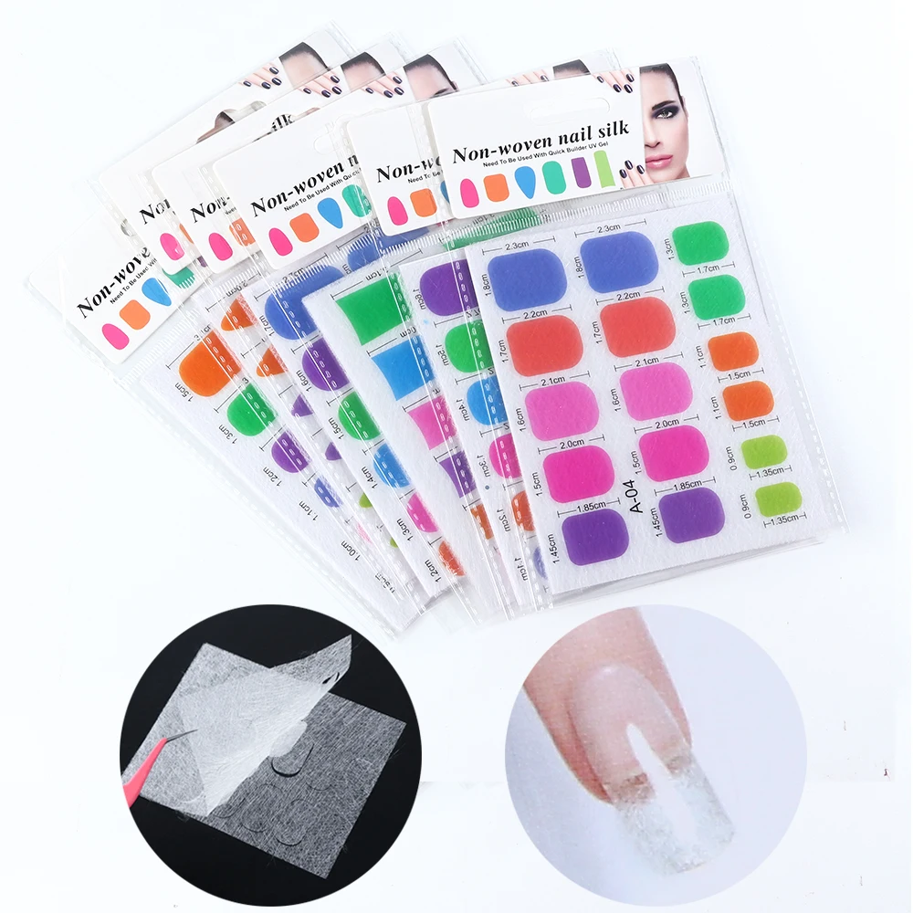 2pcs Nail Art Fiberglass Nail Extensions Non-woven Silks for UV Gel Acrylic Tips Nail Silk Wraps Extension Form Manicure 1