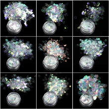 1 предмет, лидер продаж Радужный голографический AB ногтей блестки, пластинки Star/цветок/Треугольники», «Луна», с принтом «сердце»/из серии "сделай сам" набор глитеров для ногтей украшение
