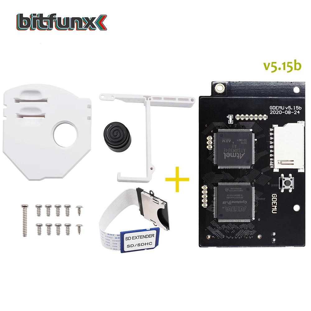 Bitfunx DC V5.15b GDEMU Optical Drive Simulation Board for DreamCast and White/Black Remote SD Card Mount Kit for GDEMU