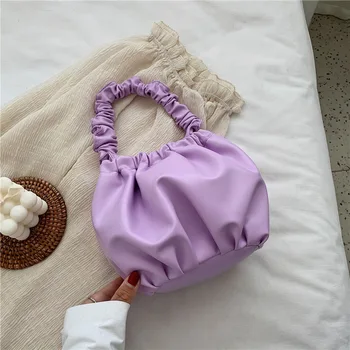

2020 new handbag underarm cloud fold bag shoulder baguette bag solid color soft material small bag designer handbags