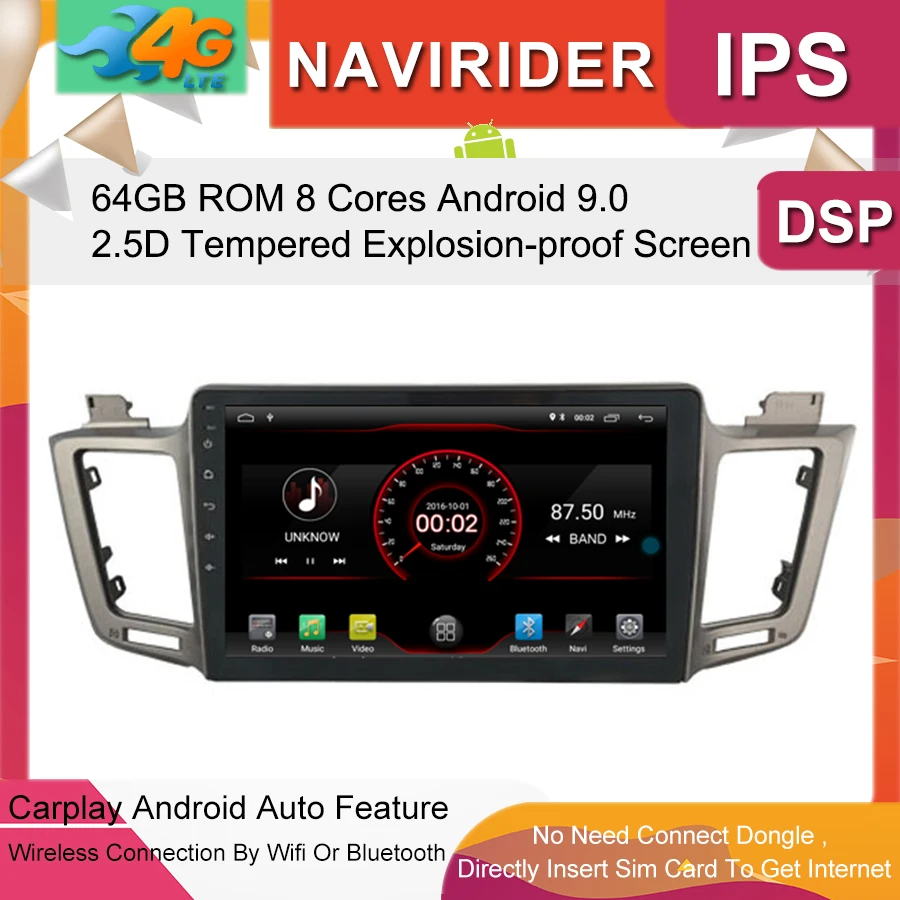 Автомобильный мультимедийный плеер 10,1 дюймов ips экран монитор RAV4 gps магнитофон Bluetooth Android 9,0 для Toyota RAV-4 2013 Авто Аудио