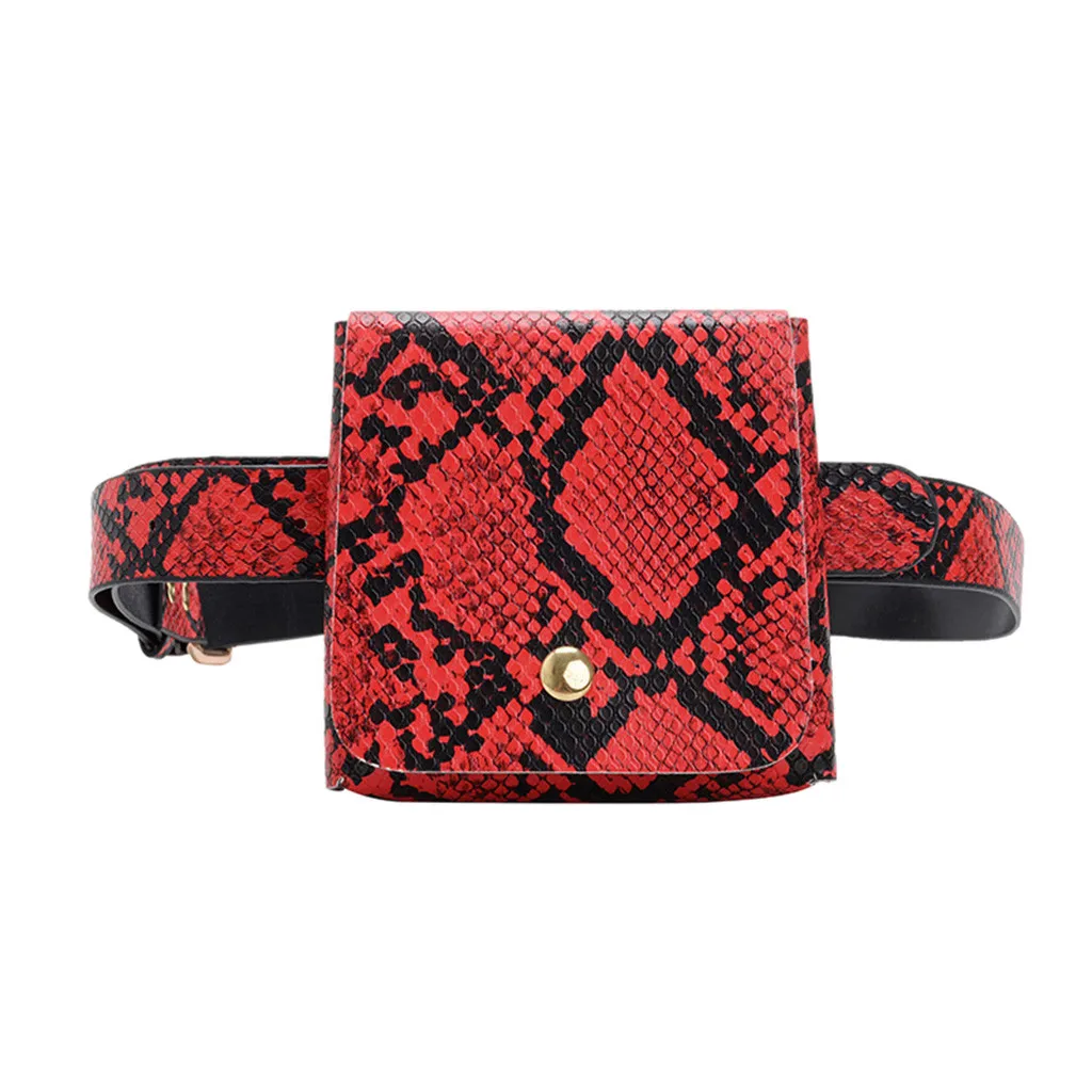 Women Waist Bag Fanny Pack snake Printed Outdoor Sports Belt bag mini coin Purse Pouch Hasp Messenger Bag Chest Bags heuptas new - Цвет: Красный
