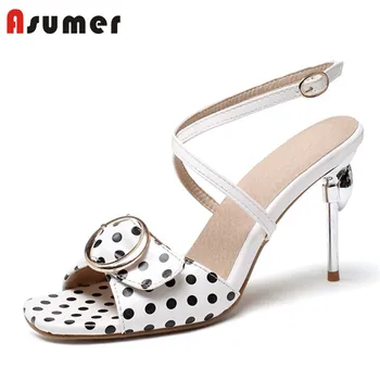 

ASUMER 2020 New explosions sandals women peep toe buckle Wave points sexy high heel party wedding shoes ladies summer sandals
