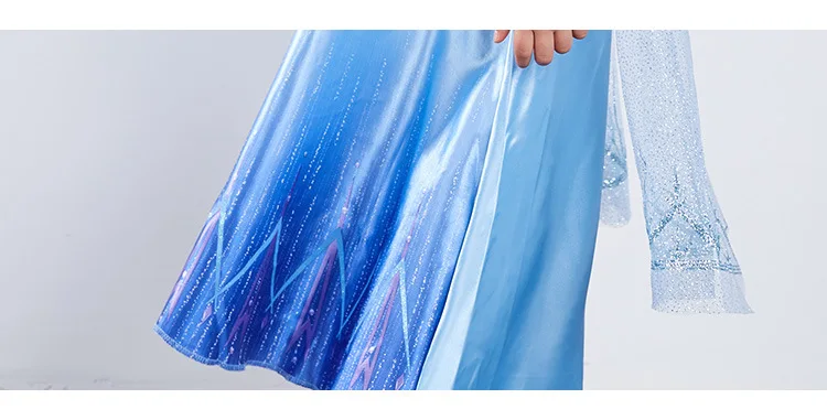 Костюм «Холодное сердце» из 2 предметов Новое голубое платье принцессы Эльзы с длинными рукавами для девочек Карнавальный костюм принцессы Эльзы, Анны, Олафа