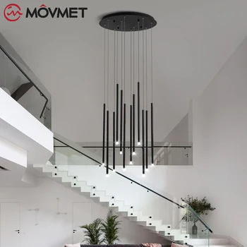 

New Modern LED Chandelier Lighting For Living Dining Room Duplex Rotating Staircase Adjustable Large novelty Hanging Lamp