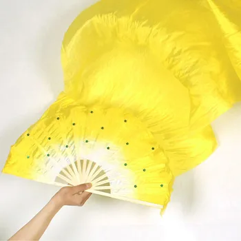 

Colorful Women Dancing Fan Chinese Square Dance Fans Costume Simulation Silk Bamboo Long Fans Veil Fan