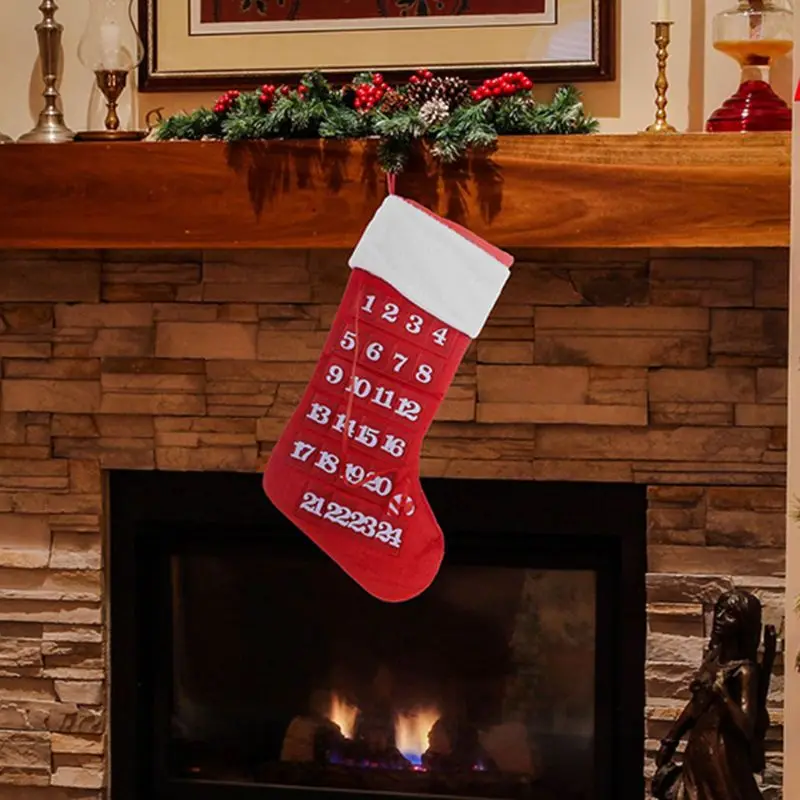 Christmas Sock Felt Cloth 3D Hanging Advent Calendars Countdown Wall Calendars D0AC