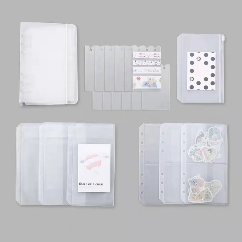 

A6 PP Transparent Loose Leaf Binder Notebook Planner Organizer Inner Core Cover Replacement Storage PVC Bag Stationery Supplies