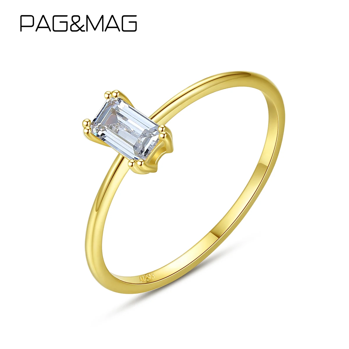 PAG & MAG Роскошные 14K золотые 585 Твердые кольца для женщин квадратное обручальное