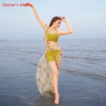 

Belly Dance Suit Female Sexy Suspenders Top Practice Clothes New Profession Performance Elegant Long Skirt Set Summer
