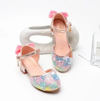 

Princess Kids Leather Shoes For Girls Candy Color Casual Sandals Glitter Children Sandals Soft Kids Dance Performance Shoes