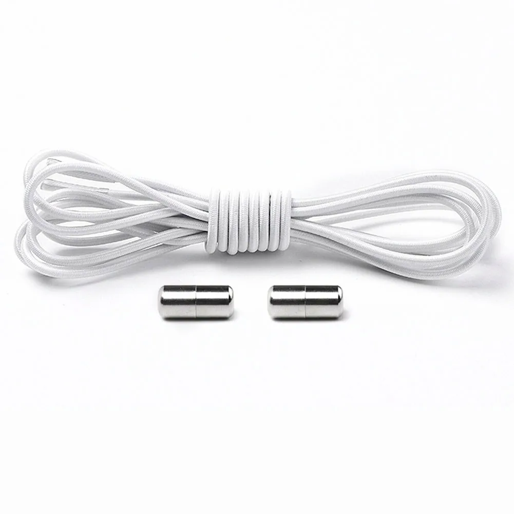 

1 Pair Elastic Shoelace Lazy No Tie Sneakers Kids Adults Shoestrings Accessories Metal Cap Quick Release Stretching Lock Sports