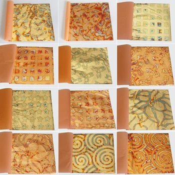 

Colorful Imitation Gold Foil ,Variegated Gold Leaf,14X14cm Copper Leaf for Decoration,Arts Crafts 25