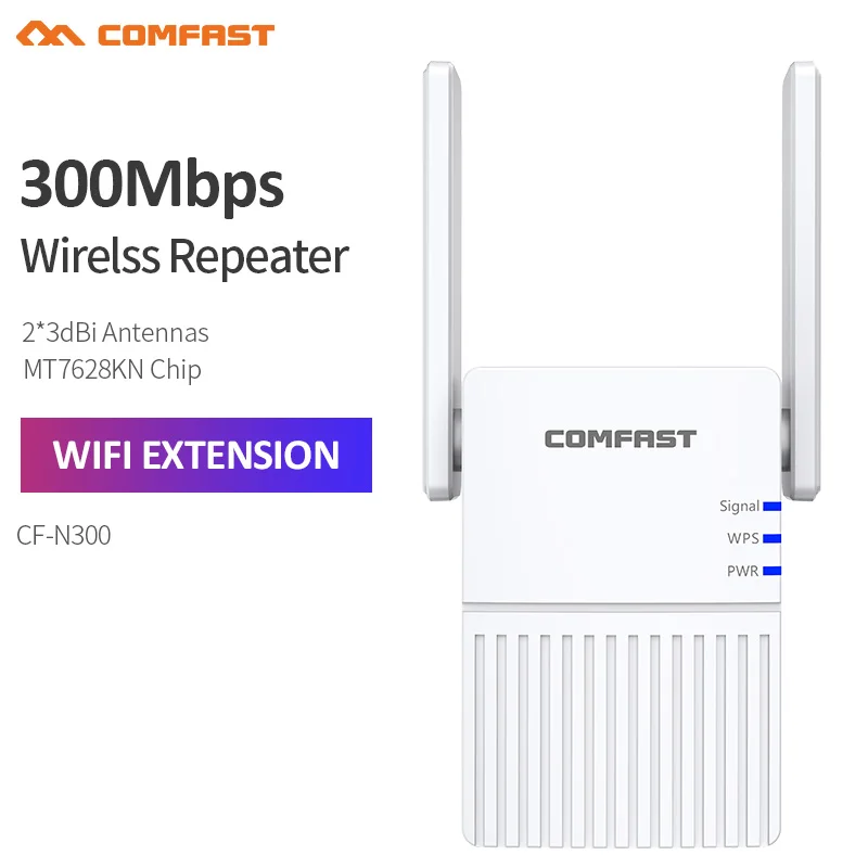 Cf-N300 300Mbps 2.4Ghz Wireless Wifi Repeater Home Wifi Extender Signal Range Booster 2*3 Antenna Esterna Facile Installazione