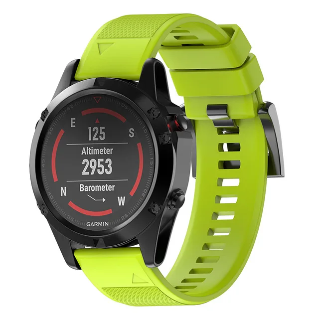 Для Garmin fenix 5X 5X Plus 6X 6X Pro 3 3 HR 3 Sapphire Солнечная Смарт-часы ремешок силиконовый ремешок быстросъемный ремешок - Цвет: Зеленый