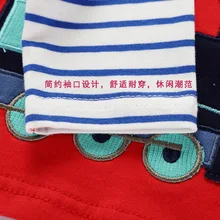 Детская футболка; детская футболка с длинными рукавами; футболка для мальчиков с вышитым рисунком поезда; осенняя одежда; футболка из чистого хлопка