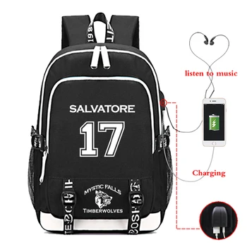 

Boys Girls Teens Hot New Popular The Vampire Diaries USB Charge Backpacks Men Women Boy Girl Beautiful Practicality School Bags