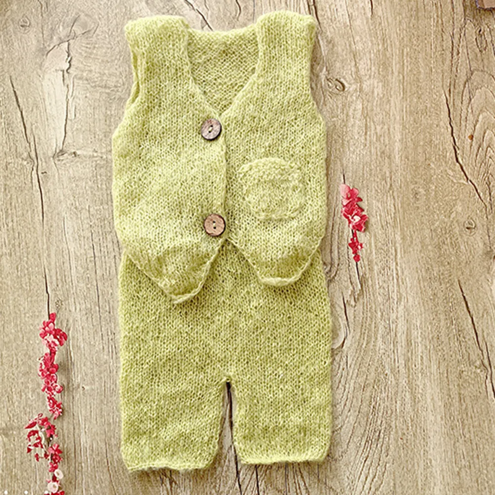 light green Ylsteed 2 шт набор мохер для вязания крючком новорожденный костюм для съемок ребенок мальчик реквизит для фото младенца фотографии наряды новорожденный Душ подарок - Цвет: light green