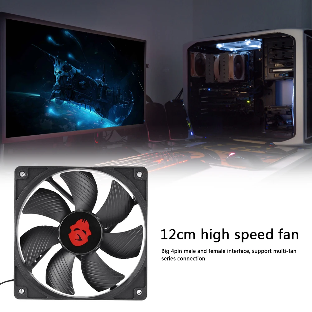 12cm 3000RPM Fan Cooling 12V PC Case Radiator Cooler 120MM Big 4Pin Desktop Chassis Workstation Cabinet Heatsink Fan Server Fans cooling fan gaming cooling fan