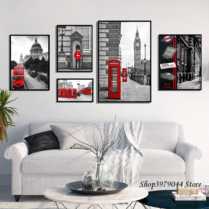 

One Piece Poster London Canvas Painting Red Bus Landscape Posters And Prints Wall Art Nordic Decoration Home Quadro Unframed