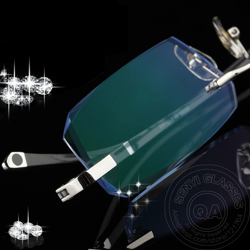 Prescription Glasses Famous Designer Rimless Glasses Frame Men Rhinestone Eyeglasses Clear Lens Diamond Anti Blue Light Coating Prescription Eyewear