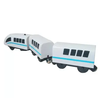 

Kids Electric Train Toys Magnetic Slot Diecast Electric Railway with Two Carriages Train Wood Toy it For Standard Train Railway