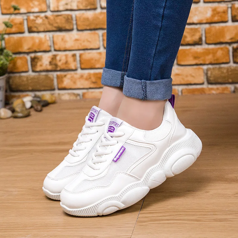 

2019 Spring New Style Korean-style Breathable White Shoes Women's Breathable Students Bear Shoes Network Red Dad Athletic Shoes