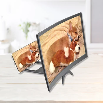 

12 Inch Mobile Phone Movie Curved 3D Screen Enlarger Magnifier HD Mobile phone Video Amplifying Movie Projector Stand Bracket