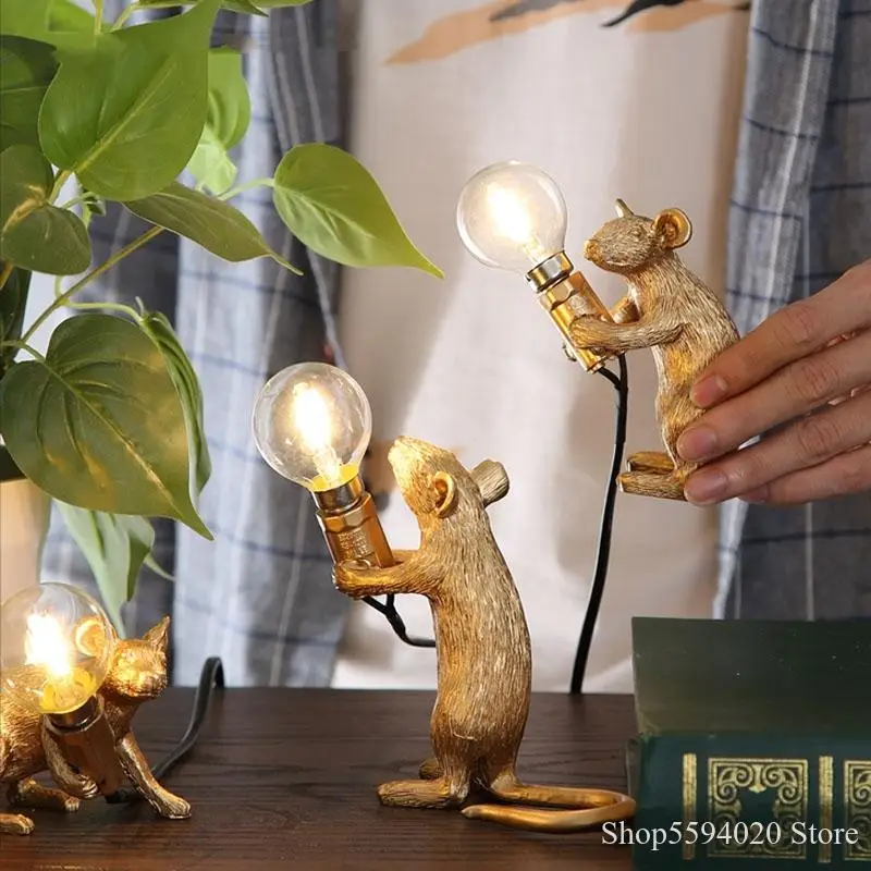 Смоляный животный стол с мышкой лампа маленькая мини мышь светодиодный
