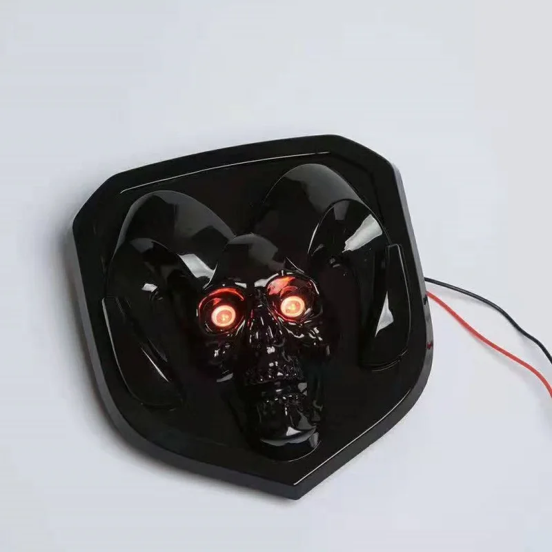 3D Автомобильная головка гриль задняя дверь 3D наклейка s металлическая Замена Эмблемы Металлическая Хромовая табличка эмблема наклейка Ram Head для Dodge Ram 1500 25 - Название цвета: black light