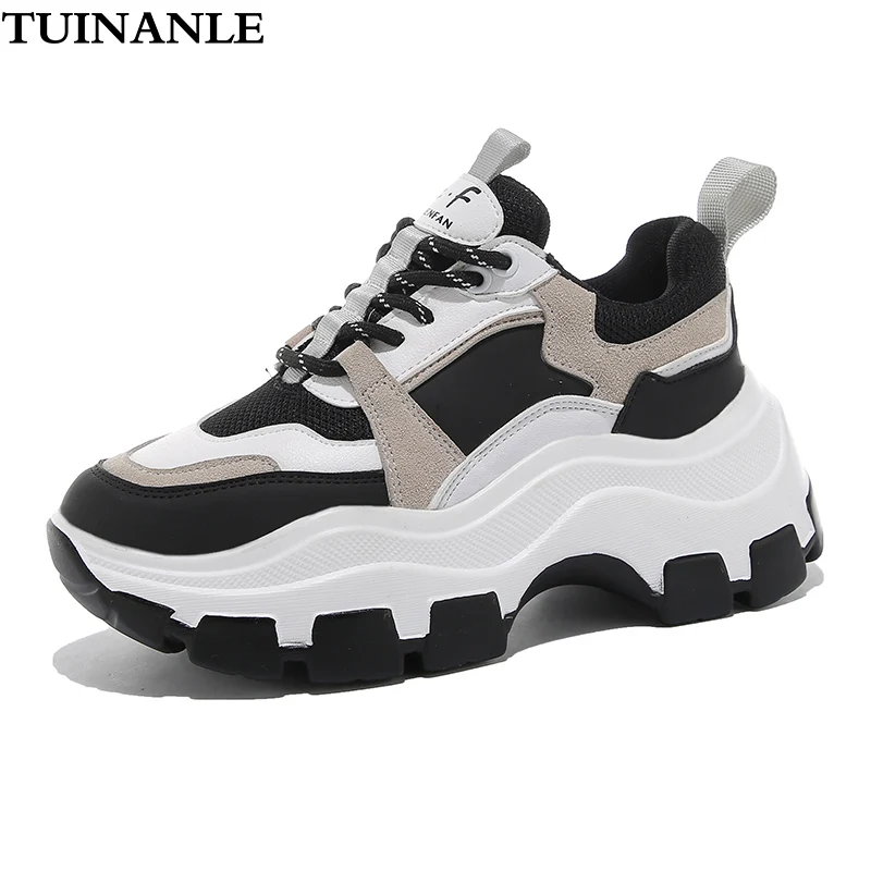 black chunky platform sneakers