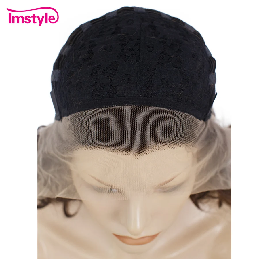 Imstyle короткий парик коричневый синтетический парик фронта шнурка естественные волнистые волосы термостойкие волокна 10 дюймов каждый день Косплей парик для женщин