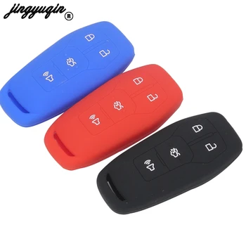 

jingyuqin 30pcs/lot Silicone car key case cover shell skin holder for Ford Fusion Mustang Fusion Fiesta 4 button Remote key set
