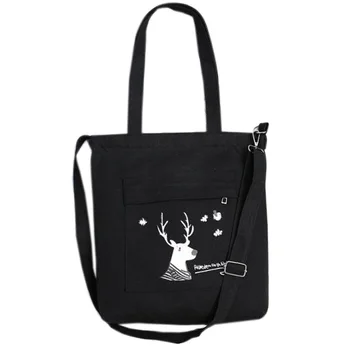 

Women'S Shoulder Bag Diagonal Korean Color Matching Simple Student Canvas Bag Bag Black