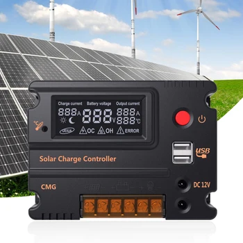 

Anself 10A/20A LCD Solar Charge Controller Panel Battery Regulator Auto Switch Overload Protection CMG-2410/CMG-2420 12V/24V