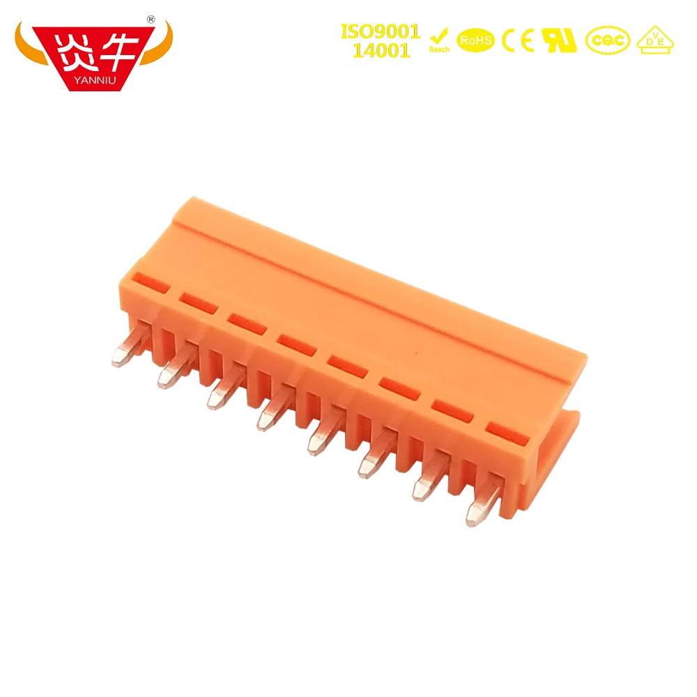 3.96mm HT396V 3.96 2P ~ 12P PCB CONNECTOR PLUG-IN TEMINAL BLOCK 15EDGVC 2PIN ~ 12PIN ORANGE WIRING TERMINAL PHOENIX CONTACT KEFA 20pcs lot terminal block 10a 220v high pressure resistant 2 pin push quick wire cable connector white wiring terminal