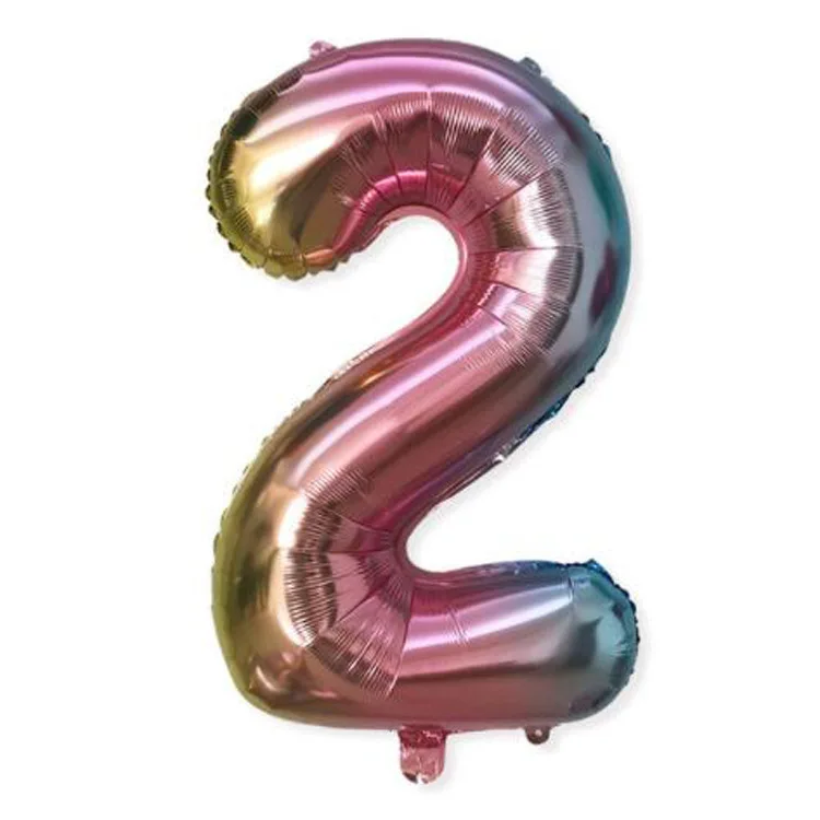Источник завод Товары 32-дюймовый градиент Цвет с числа из фольги, воздушный шар на день рождения Свадебные украшения Большой Размеры с цифрами Alumin