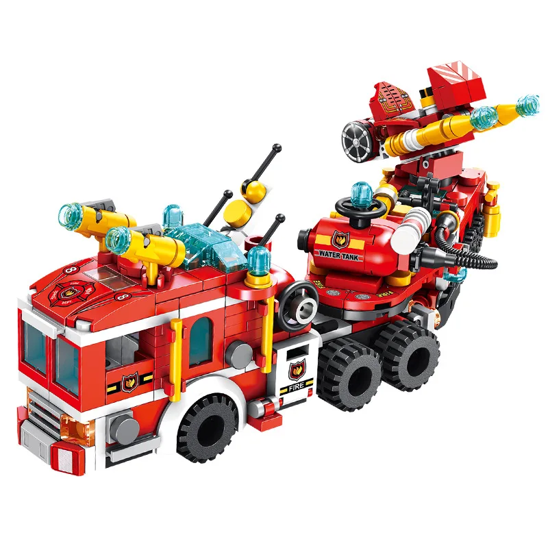 

Pan luo si 633009 City Firefighting Team 12-in-1 Variety Fun Deformation Assembled Building Blocks Puzzle Toy