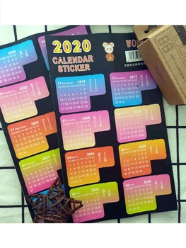 

New 2020 Years Colorful Calendar Notebook Index Sticker Monthly Work Study Project Planning Kawaii Stationery Calendar Stickers